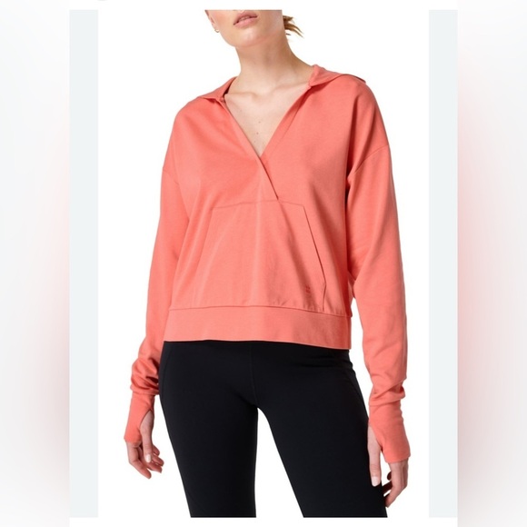 Sweaty Betty After Class Relaxed Pullover Hoodie In Warm Pink/orange Size 8-10 - Picture 1 of 9